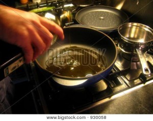 Cooking oil in skillet
