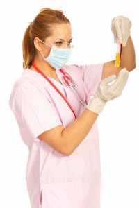 Laboratory Woman Holding Tubes