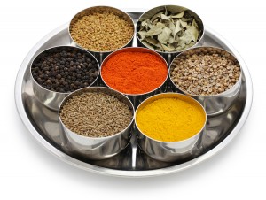 indian spices collection on white background
